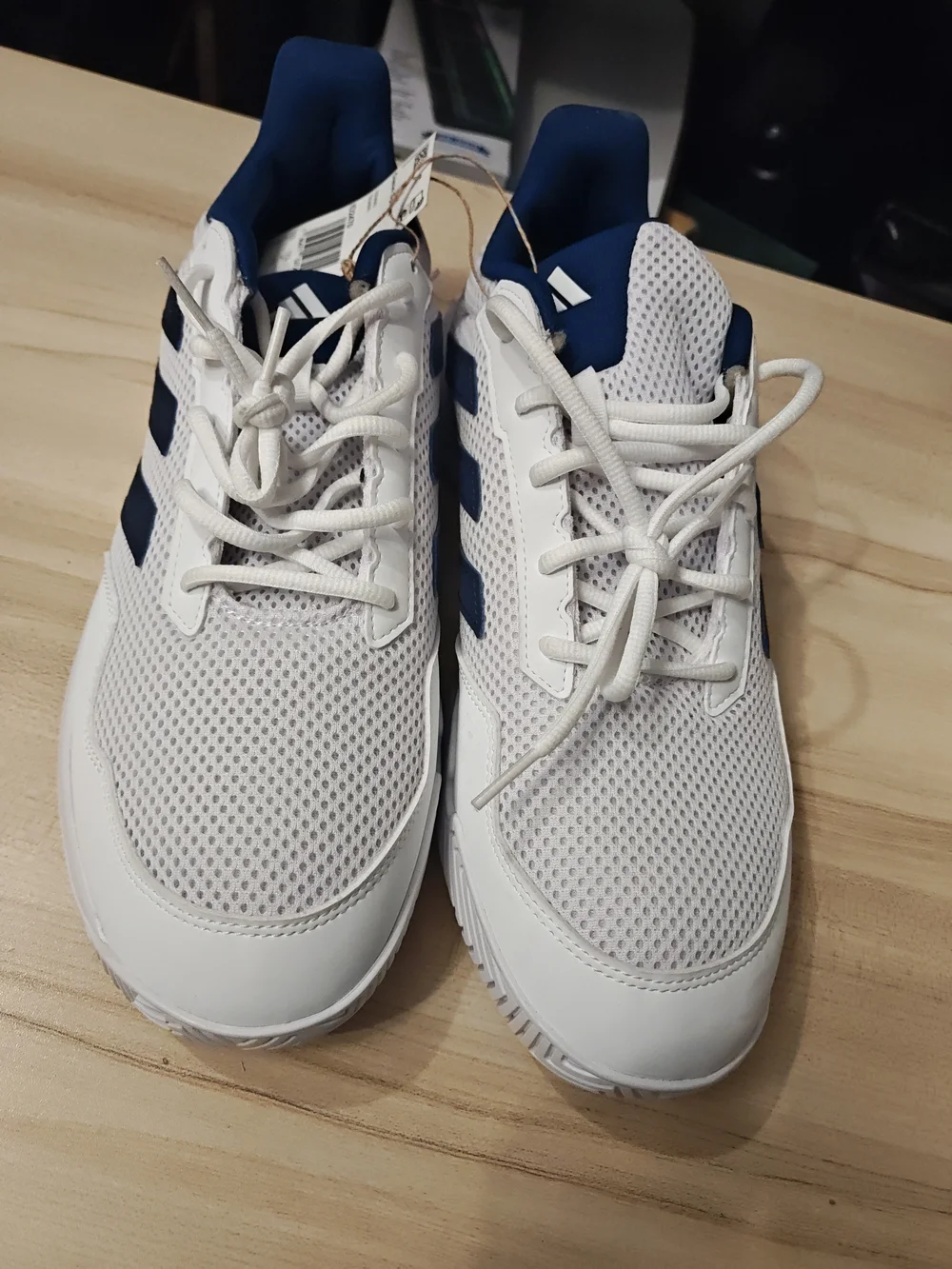 adidas White and Navy Low-Top Mesh Sneakers 13
